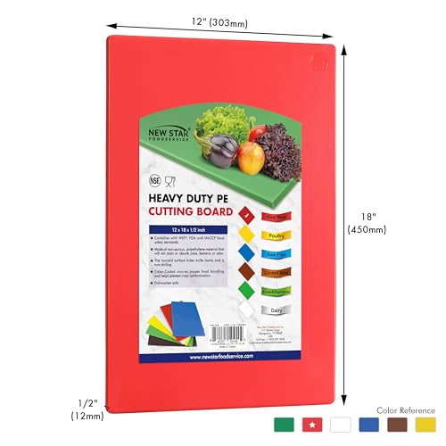 New Star Foodservice 12" x 18" Red Polyethylene Cutting Board - color: Red, size: 18"L x 12"W