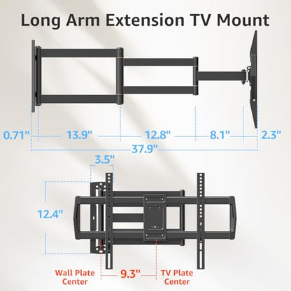 MOUNTUP 37.9" Long Arm TV Wall Mount for Most 42-75 Inch TVs, Full Motion Corner Wall Mount TV Bracket with Extension & Tilt & Swivel & Level Articulating Arm, Max VESA 600x400mm, Holds up to 99 lbs - size: 42-75 inch, 99 lbs, Indoor 37.9 inch Arm