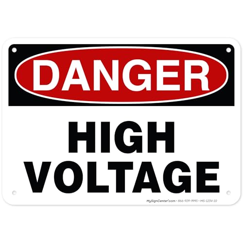 Danger High Voltage Sign, 7x10 Inches, 55 mil thick HDPE (high density - size: 7x10 - Polyethylene
