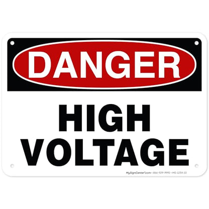 Danger High Voltage Sign, 7x10 Inches, 55 mil thick HDPE (high density - size: 7x10 - Polyethylene