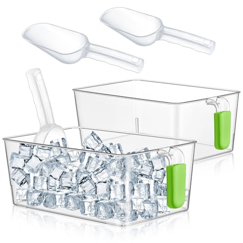 Havawish Ice Storage Bin and Flexible Scoop Set Plastic Freezer Bin - color: Green, size: 10.83 x 7 x 4.33 in, style: Classic