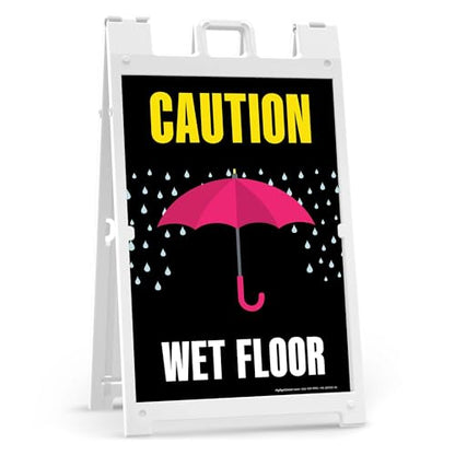 Caution Wet Floor Umbrella Folding Floor Sign, 24x36 Inches, Portable A Frame, Made in USA by My Sign Center - size: 24x36 Plastic