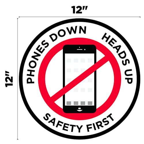 "Phones Down Heads Up" Safety Sign - Laminated Adhesive Floor Signs by Graphical Warehouse (12) - size: 12