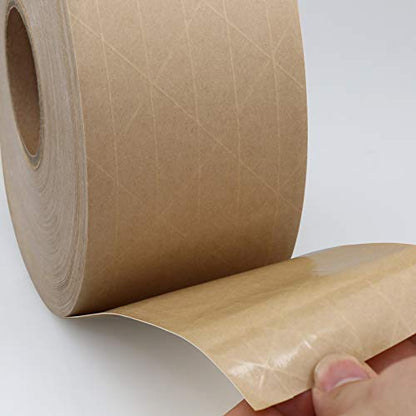 Packing Tape 2.83inch x 450 Feet Reinforced Water Activated Gummed Tape Kraft Paper Tape750(mm) 150Yard for Heavy Duty Shipping Writable Strong Adhesive Brown Carton Box for Moving and Storage