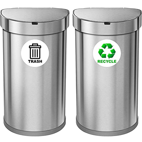 VWAQ Recycle and Trash Logo Sticker - Set of 6 Decals for Trash Can Recycling Bin - PAS29 (5" X 5") - size: 5" X 5"