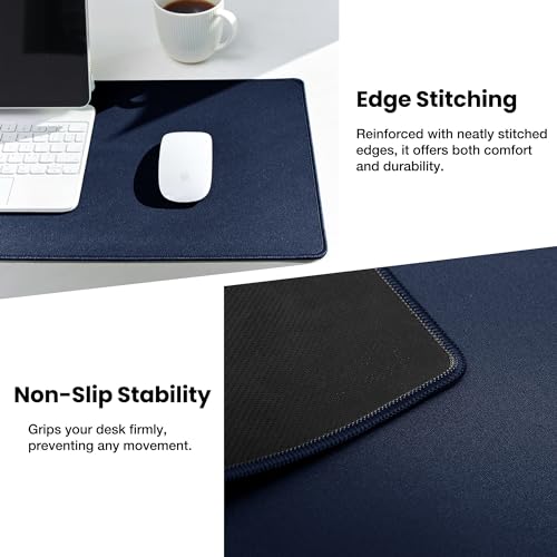 ALOANES Non-Slip Extended Mouse Pad Office&Home Desk Mat Stitched Edge - color: Navy, size: 35.4L x 15.7W inches