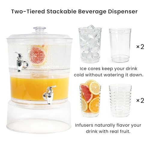 LISI Drink Dispensers for Parties, 2 Gallon Beverage Dispenser with Stand
