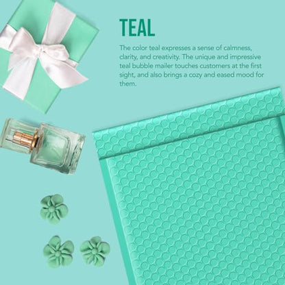 Fuxury 250Pack Teal Bubble Mailers 8.5x12" Medium Opaque Padded Envelopes - color: Teal, size: 8.5x12" 250PC