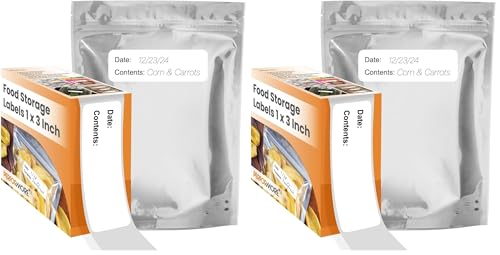 500 Waterproof Freezer Food Labels 1" x 3" Tear-Resistant Vinyl Stickers Writable Adhesive ID Tags in Dispenser Box for Meal Prep, Storage, Restaurant Use (Pack of 2) - size: 1" x 3" (Pack of 2)