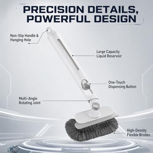 Brush with Short Handle, Bristle Scrubber Broom with Squeegee, Cleaning Brush
