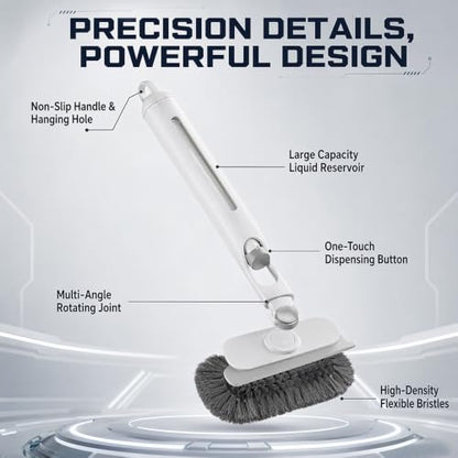 Brush with Short Handle, Bristle Scrubber Broom with Squeegee, Cleaning Brush