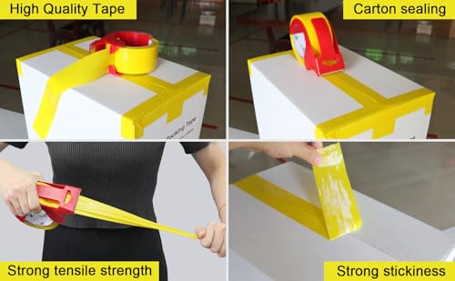 BOMEI PACK Yellow Packing Tape, 6 Rolls of Heavy Duty Packaging Tape for Shipping Packaging Moving Sealing, 2.5mil Thick, 1.88 inches Wide, 60 Yards Per Roll, 360 Total Yards - color: yellow
