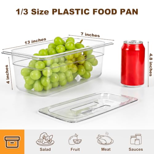 APREUTY 6-Pack 1/3 Size 4''Deep NSF Polycarbonate Food Pans with Lid, Clear - size: 1/3 Size 4'' Deep