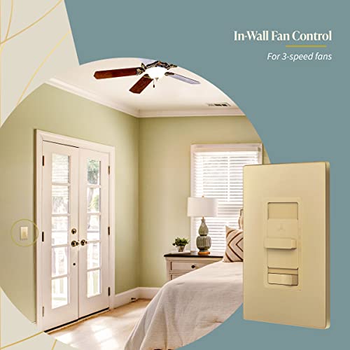 TOPGREENER Ceiling Fan Control and Light Switch, 3-Speed, Gold - color: Gold, size: Light Switch with Fan