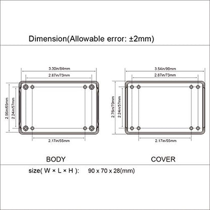 LeMotech 5 Pieces ABS Plastic Electrical Project Case Power Junction Box, Project Box Black 3.5 x 2.8 x 1.1 inch (90 x 70 x 28 mm) - size: 3.5" x 2.8" x 1.1"(5pc)