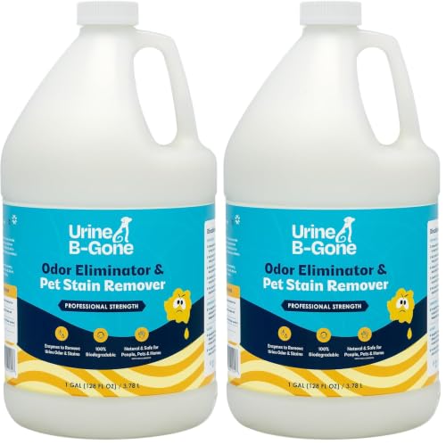 Urine B-Gone, Professional Enzyme Odor Eliminator & Pet Stain Remover, Human, Cat & Dog Urine Cleaner, Effective on Laundry, Carpets & More, Original Scent, 1 Gallon (Pack of 2) - size: 128 Fl Oz (Pack of 2)