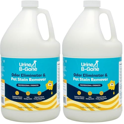 Urine B-Gone, Professional Enzyme Odor Eliminator & Pet Stain Remover, Human, Cat & Dog Urine Cleaner, Effective on Laundry, Carpets & More, Original Scent, 1 Gallon (Pack of 2) - size: 128 Fl Oz (Pack of 2)