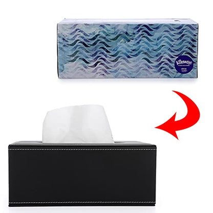 Sumnacon Tissue Box Cover Rectangle,Magnetic Bottom,PU Tissue Box Holder,M - color: Black, size: Medium