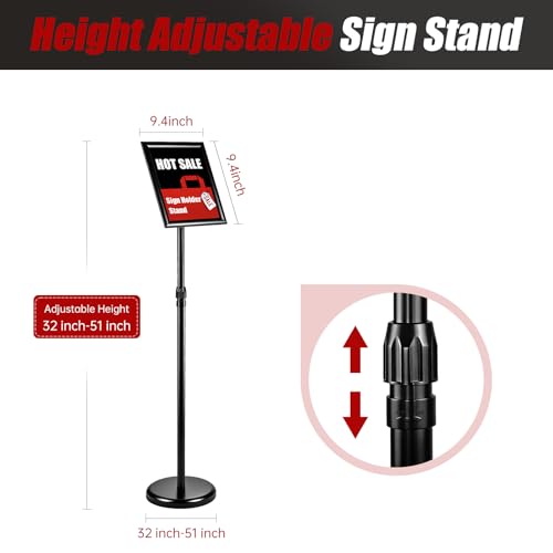 4Pack Sign Holder Stand-8.5x11 inch，Adjustable Sign Stands For Display，Heavy Duty Floor Standing Sign Holder Stand Aluminum for Retail Store，Museum，Volunteer Cctivities（Black） - size: 8.5*11inches（4Pack）