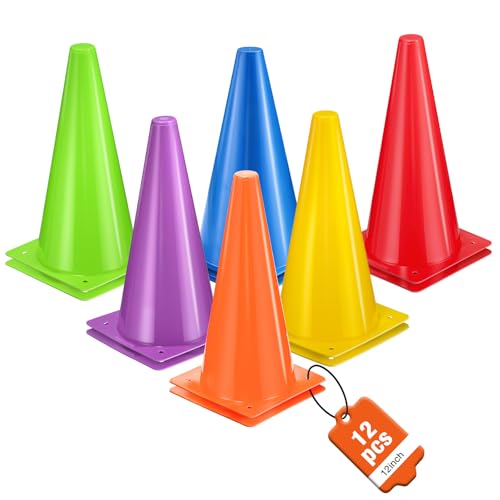 12 Inch Traffic Cones,12pcs Training Sports Cones,Parking Cones - color: colors