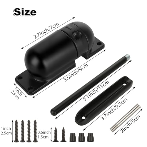 2PCS Automatic Door Closer, Safety Spring Door Closer, Adjustable Soft Door Closer, Easy to Install to Convert Hinged Doors, Black Auto Door Closers for Home