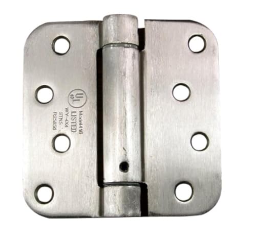 Self Closing Spring Door Hinges Satin Nickel 4 Inch - 5/8 Radius 2-Pack - color: Satin Nickel