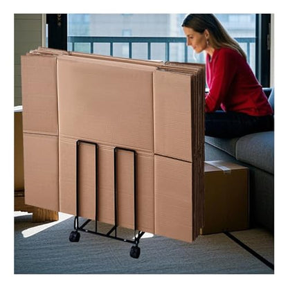 Carton Stand for Boxes, Carton Storage Rack with Wheels, Black - color: Black