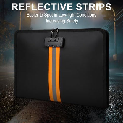 Fireproof Document Bag with Lock，13"×9.2" Fireproof Money Bag，with Zipper and Lock，Suitable for Tablets, A4 Documents, Cash, Mobile Phones, Credit Cards and Notarized Documents. - size: 13*1*9 inches