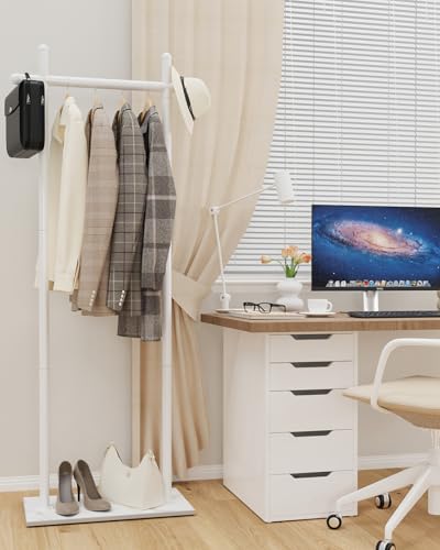 Industrial Clothes Racks,Metal Garment Trees,68.9in,White,Small - color: White, size: 19.7*11.8*68.9in