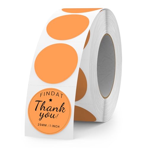 Orange Round Thermal Labels 1 Inch Vinyl Printer Sticker 500 PCS - color: Orange