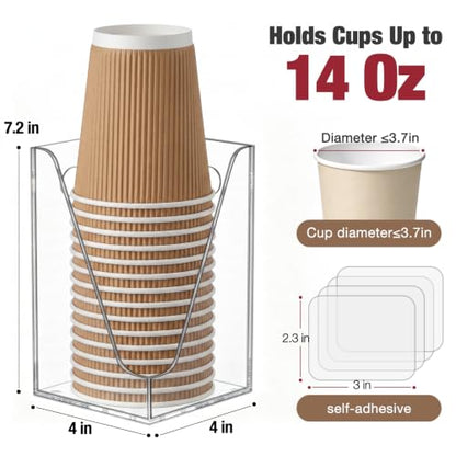 Cup Dispenser, Wall Mount Cup Holder for Water Cooler Fit Up to14oz Cups - color: Medium