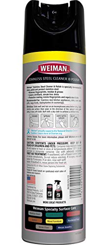 Weiman Stainless Steel Cleaner and Polish - 17 Ounce (2 Pack) Protects Appliances from Fingerprints and Leaves a Streak-less Shine for Refrigerator Dishwasher Oven Grill - 34 Ounce Total