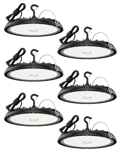 Glitgate UFO LED High Bay Lights 150W 6 Pack 22,500LM 5000K 100-277V - size: 150w 6pack
