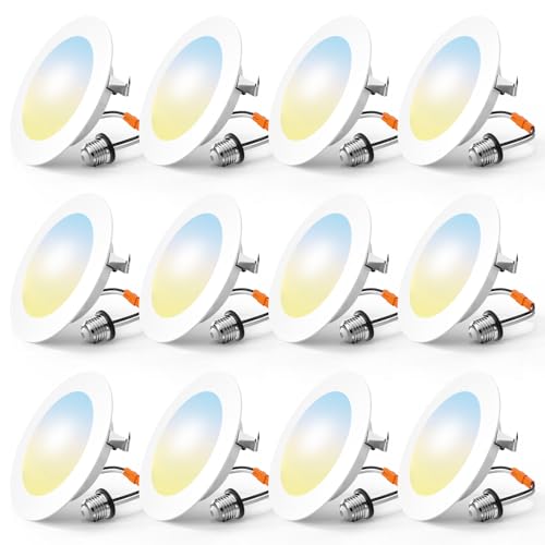 FREELICHT 12 Pack Retrofit LED Recessed Lighting 4 Inch, 5CCT, White - color: White, size: 4 Inch