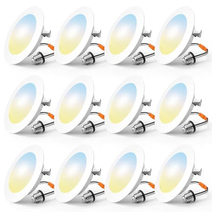 FREELICHT 12 Pack Retrofit LED Recessed Lighting 4 Inch, 5CCT, White - color: White, size: 4 Inch