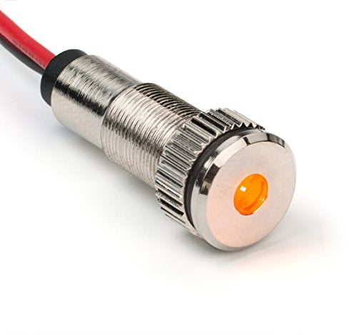 PLUG-N-PLAY Instrument Cluster LED Indicator Light Dash Bulbs. Aluminum Pilot Lights. Color Acrylic Lens. Flush Panel Mount 5/16" 8mm 12V for Speedometer Odometer Tachometer (Silver Bezel, Amber LED) - color: Silver Bezel, Amber LED, size: 1 Pack