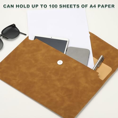 PATIKIL PU Leather A4 File Folder Document Holder Filing Organizer - color: Brown