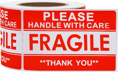 Hybsk Please Handle with Care Fragile Stickers Warning Labels for Shipping Packing Thank You Total 300 Labels Per Roll (2x3 Inch) - size: 2x3 Inch