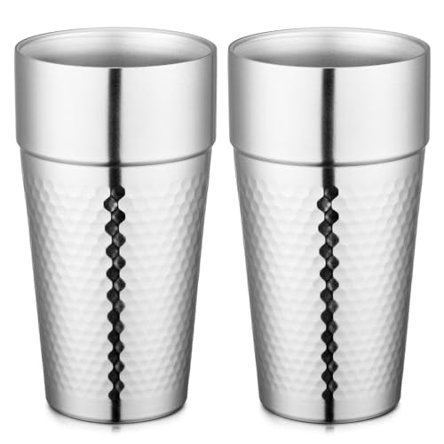 Beasea Stainless Steel Cups 19 oz, 2 Pack Large 18.6oz 550ml Stainless Steel Tumbler Stackable Double Wall Insulated Metal Drinking Glasses for Home Restaurant Office Party Camping - color: General with Honeycomb, style: 18.6oz 2pcs