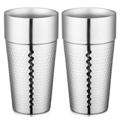 Beasea Stainless Steel Cups 19 oz, 2 Pack Large 18.6oz 550ml Stainless Steel Tumbler Stackable Double Wall Insulated Metal Drinking Glasses for Home Restaurant Office Party Camping - color: General with Honeycomb, style: 18.6oz 2pcs