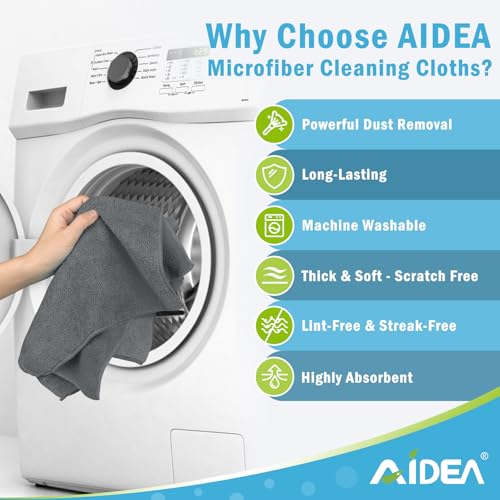 AIDEA Microfiber Cleaning Cloth Grey 50PK, Microfiber Towels 11.5×11.5" - color: Grey