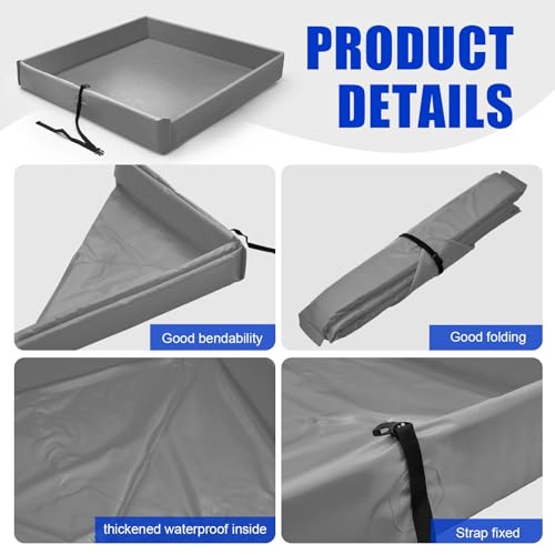 Wettarn 1 Pcs Folding Duck Pond 3’ x 3’ Portable Spill Containment, Gray - color: Gray, size: 3*3ft