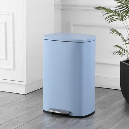 happimess Connor 2-Piece Iron Trash Can, Tide Pool Blue - color: Tide Pool Blue