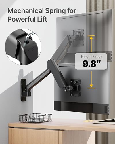 monTEK Single Monitor Wall Mount, Full Motion Spring Arm for 17-32" Screen - style: Single Arm