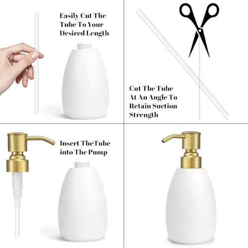 2 Pack Brushed Gold 304 Stainless Steel Soap Dispenser Pump Replacement Standard 28/400 Thread for Regular Mouth Bottles Lotion Soap for Kitchen Bathroom - color: Brushed Gold