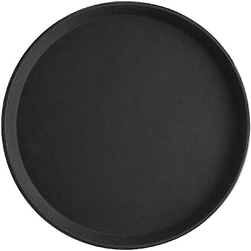 TrueCraftware- 14" Round Serving Tray Fiberglass Black Set of 2- Non Slip Surface Service Trays Round Tray Plastic Food Meals Server Tray for Home Kitchen Restaurant Cafeteria Bar Hotel - color: Black, size: 14" Round