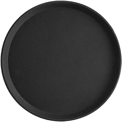 TrueCraftware- 14" Round Serving Tray Fiberglass Black Set of 2- Non Slip Surface Service Trays Round Tray Plastic Food Meals Server Tray for Home Kitchen Restaurant Cafeteria Bar Hotel - color: Black, size: 14" Round