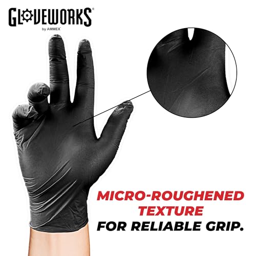 GLOVEWORKS Nitrile Gloves Disposable 5 mil Black Size Small Box of 100 - color: Black, size: Small