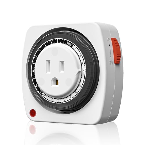 BN-LINK Heavy Duty Mechanical Timer, 24-Hour Indoor Outlet Timer, 3-Prong - size: 3-Prong, 1-Pack, 1 Outlet, Heavy Duty