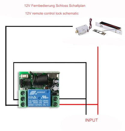 12V 24V 1 Channel 5V Wireless Remote Control Relay Switch Access Control Remote Control Magnetic Lock Electric Plug Lock Electric Control Door Receiver (Momentary Mode)